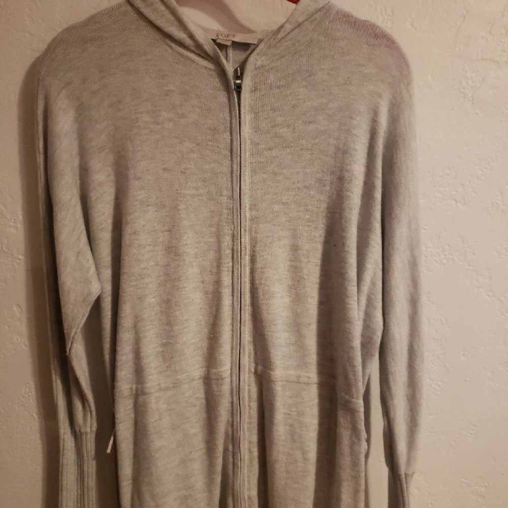 Ann Taylor Gym Full-Zip Sweater Gray Size S